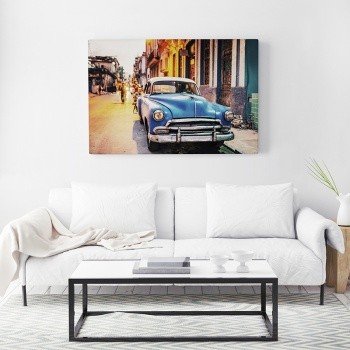 Canvastavla Old American car, Cuba-0