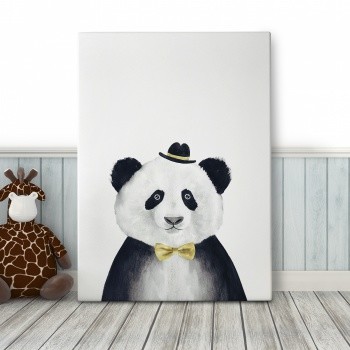 Canvastaulu The panda with a hat